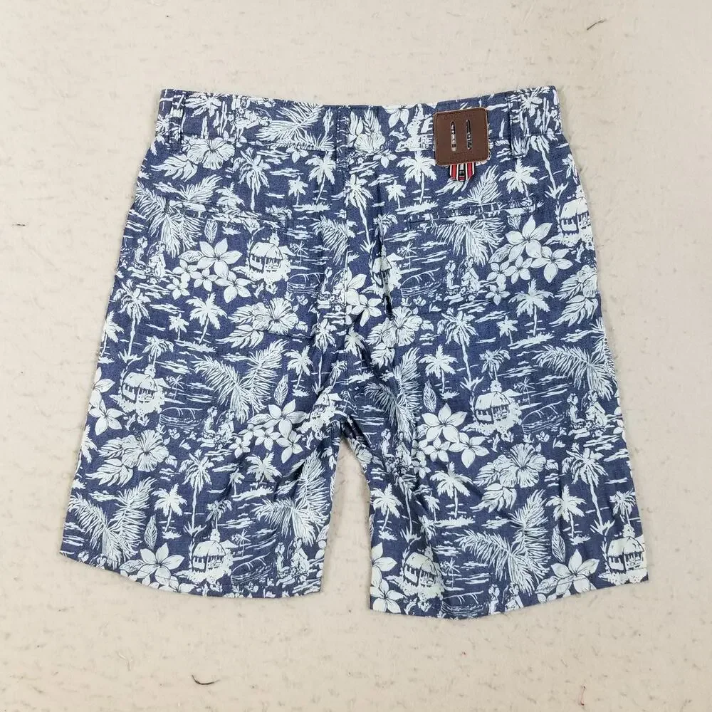 Goodale Shorts‎ Mens 30 Blue White Hawaiian Floral Print Casual Summer Beach